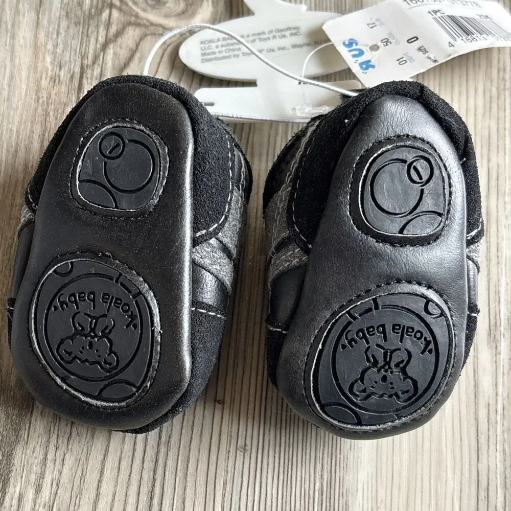 NWT Babies R Us Koala Baby Vintage Black Booties Adjustable Width  Size 0